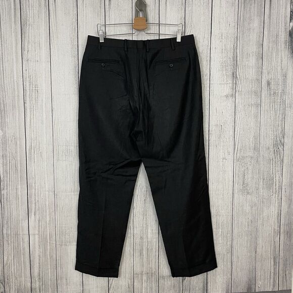 Zanella Todd Men's W36 x L30 Dark Grey Wool Flat Front Cuffed Dress Pants - Picture 7 of 7